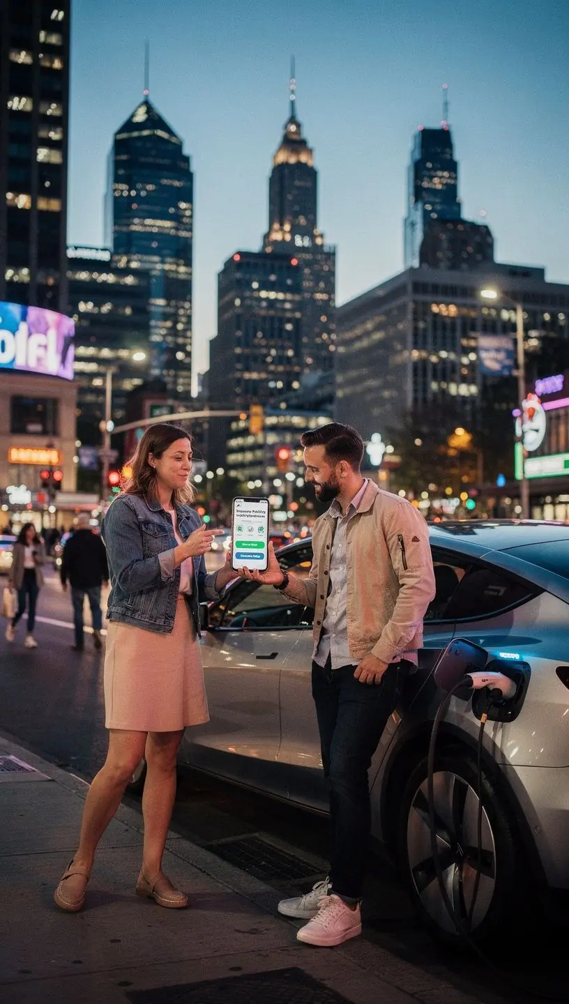 Сцена с водителем, который получает помощь на обочине дороги от профессионала по ремонту.