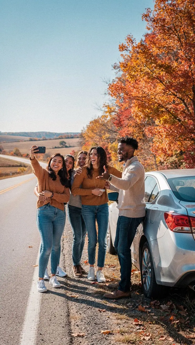 Сцена с дорожной помощью, где механик ремонтирует автомобиль на обочине дороги.